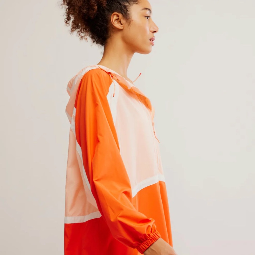 Free People NWOT Like the Wind Color-block Jacket in Peach-Orange - Picture 3 of 9